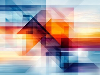Poster - Abstract Geometric Background with Colorful Shapes and Gradients in Soft Tones