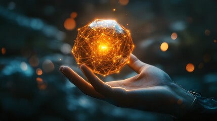 Poster - Mystical energy sphere manipulation enchanted forest digital art ethereal environment close-up sci-fi concept