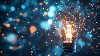 Poster - Illuminating ideas creative light bulb concept in digital space abstract technology environment futuristic perspective