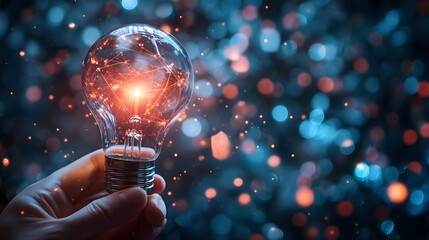 Poster - Innovative light bulb showcase creative studio photography dark environment close-up conceptual inspiration