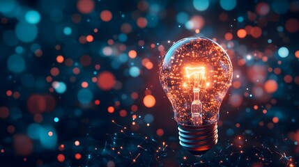 Poster - Illuminating ideas light bulb sparkling with energy digital environment abstract concept vibrant viewpoint