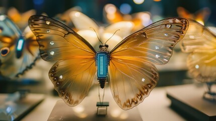 Poster - Butterflies with transparent wings embedded with microchips
