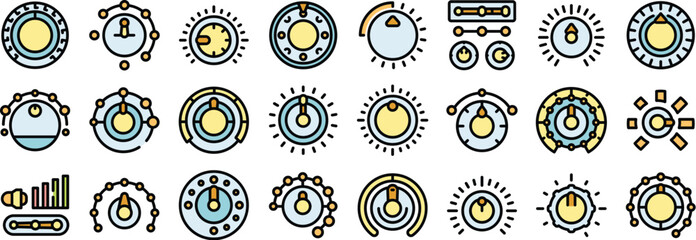 Poster - Different types of regulator icons represent adjusting various settings like power, temperature, volume, and other parameters