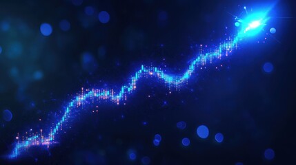 Poster - Professional evaluates investment growth on a luminous digital chart, blue gradient technology vibe