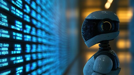 Poster - Humanoid Robot Interacting with Digital Hologram in Futuristic Technology Setting