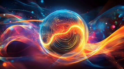 Poster - Dynamic energy swirl abstract universe digital art vibrant colors close-up conceptual visualization