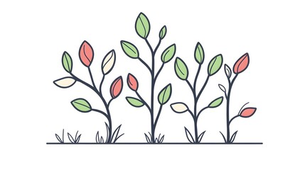 Wall Mural - Simple illustration of several plants growing in the ground