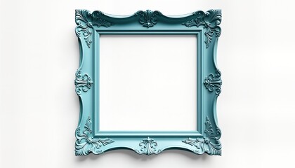 Aufkleber - Elegant teal picture frame with ornate details. Stylish decor. Modern design. Empty frame ready for photo. Classic style in contemporary color. Great for home decor gallery display. Versatile