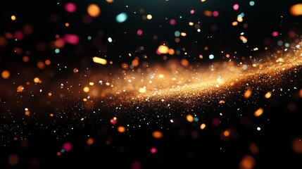 Leinwandbilder - Stunning display of colorful particles floating in a dark background, creating a mesmerizing effect of depth and dynamism