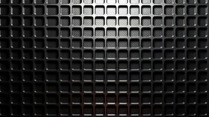 Poster - Close-up view of a textured speaker grille showcasing intricate patterns and light reflections in a modern sound system setting