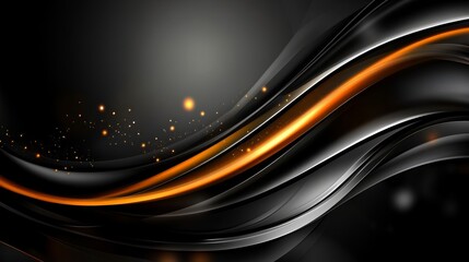 Aufkleber - Abstract black and orange glowing waves background