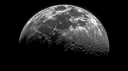 Wall Mural - bright moon shines over dark sky, revealing craters and surface details in stunning black and white