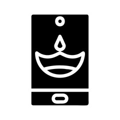 Poster - Diwali festival celebration on mobile phone screen. Concept of online greeting, virtual celebration, and technology.