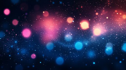 Aufkleber - Colorful abstract background with glowing orbs and particles in shades of blue, pink, and purple at night