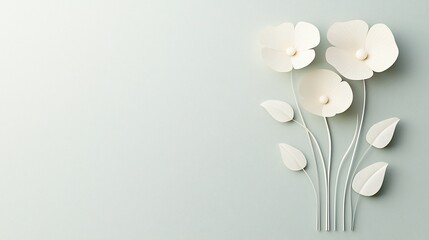 Wall Mural - Elegant paper flowers on pastel background.