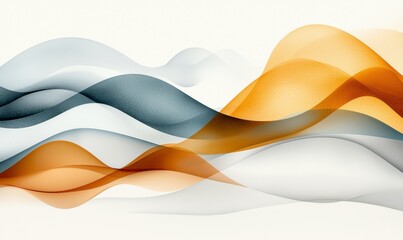 Poster - Abstract Waves in Soft Tones of Orange, Gray, and White for Background or Design Use