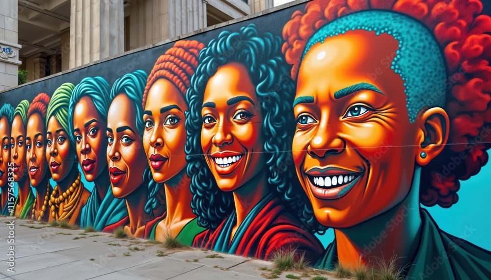 Large mural on city wall celebrates important figures in African ...