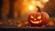 © tpadobestock - Sunset's honeyed glow bathes a glistening pumpkin , halloween, harvest
