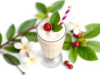 Wall Mural - yogurt with strawberry