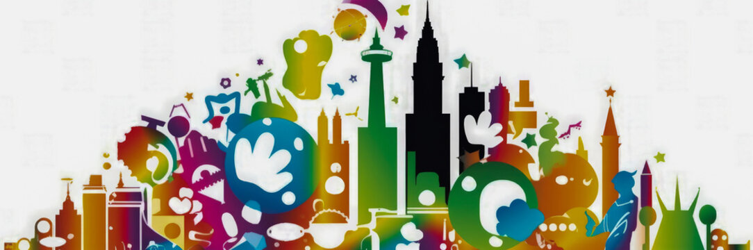 Skyscrapers of the world illustration