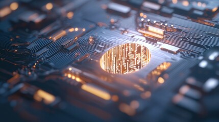 Poster - Digital circuit keyhole representing data flow technology environment abstract content futuristic viewpoint