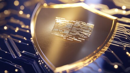 Poster - Data security shield with digital stream futuristic environment graphic representation for enhanced cyber protection