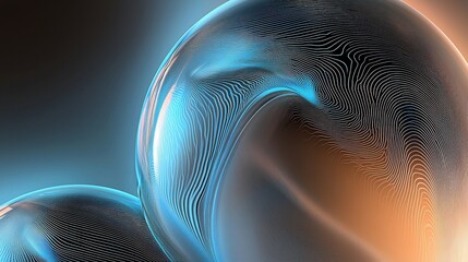 Poster - Dynamic minimalist gradient spheres design digital art soft blue and black color scheme abstract environment