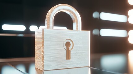 Poster - Secure server lock icon digital technology graphic design minimalist style studio lighting visual security concept