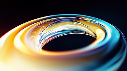 Poster - Dynamic metallic spirals with chrome reflections abstract art studio environment close-up view visual concept