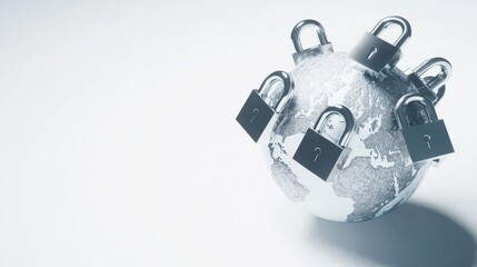 Poster - Global cybersecurity locks protecting data integrity digital realm visual art minimalist design conceptual viewpoint