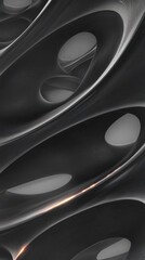 Poster - Dynamic matte black spheres merging with glowing highlights in abstract art digital composition modern aesthetic