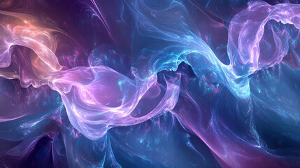 Aufkleber - Swirling colors of pink, blue, and purple create an ethereal backdrop resembling cosmic waves. The artwork suggests motion and fluidity in a dreamlike atmosphere.