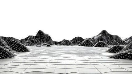 Poster - Wireframe Technology Concept, an intricate vector illustration showcasing a digital landscape with interconnected lines and nodes, symbolizing modern innovation