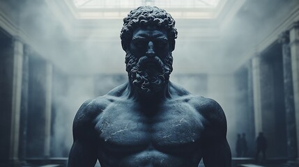 Wall Mural - Majestic ancient Greek statue in a grand hall.