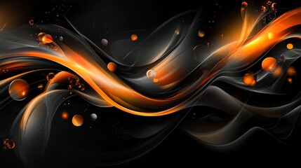 Poster - Abstract orange and black waves background
