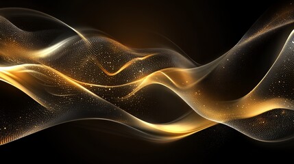 Aufkleber - Abstract gold wave on black background