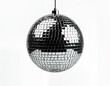 © miss irine - Shiny disco ball reflects discotheque lights. Elegant party decoration for night club home party. Sphere of mirrors creates dazzling effect, colours. Perfect for dance floors. Amazing visual for