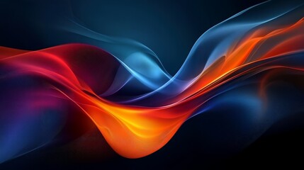 Poster - Dynamic red, blue, and orange abstract wave design.