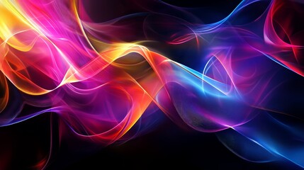 Poster - Abstract colorful smoke swirls on black background