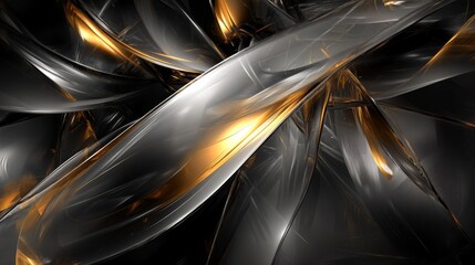 Aufkleber - Abstract metallic gold and grey swirls