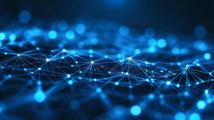Abstract blue digital network connection background. Global network, big data, technology concept.