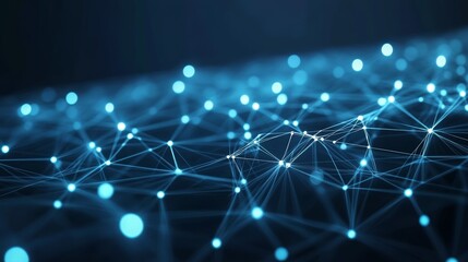 Aufkleber - Abstract network connection, digital data flow, glowing lines and nodes.