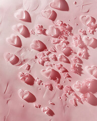 Poster - Pink translucent hearts with crushed details on a textured pink background for Valentine's Day themes