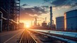 © Graphics - oil refinery at sunset