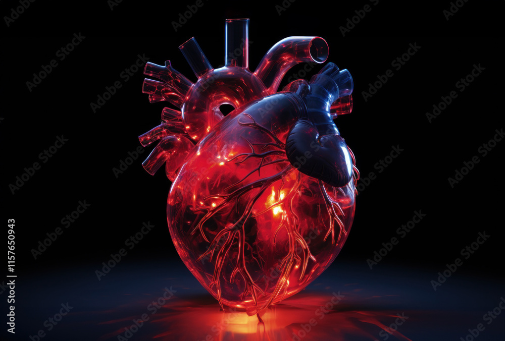 Illuminated Digital Render of Human Heart Anatomy Stock Photo | Adobe Stock