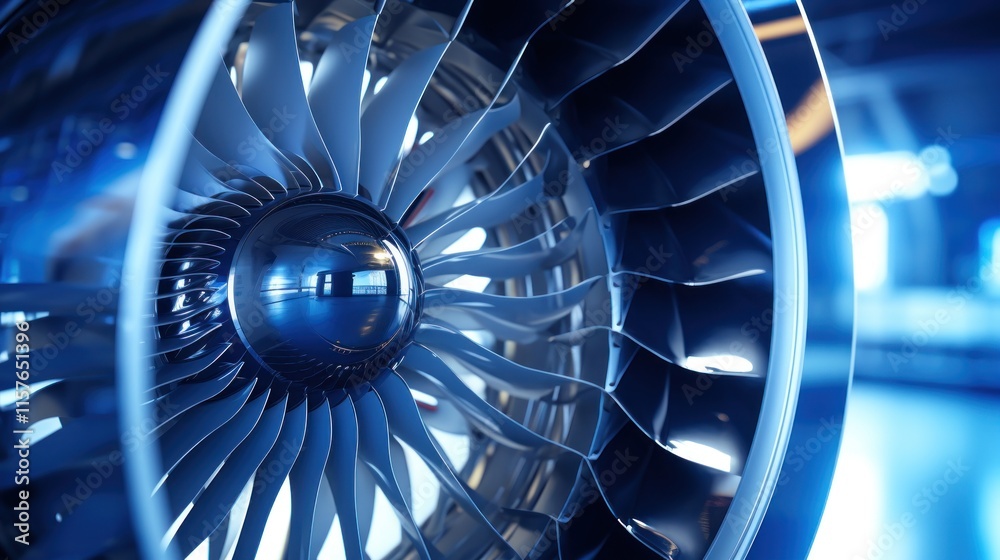 Front View of Airplane Jet Engine Turbine Stock Photo | Adobe Stock