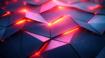 Poster - futuristic abstract geometric 3d background with glowing red accents