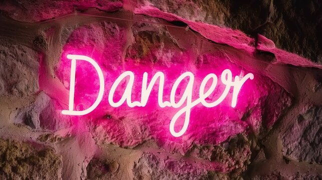 a neon sign that reads danger