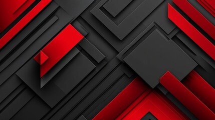 Aufkleber - Abstract red and black geometric background