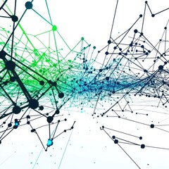 Fototapete - Abstract network illustration with vibrant green and blue colors, creating a dynamic visual effect.